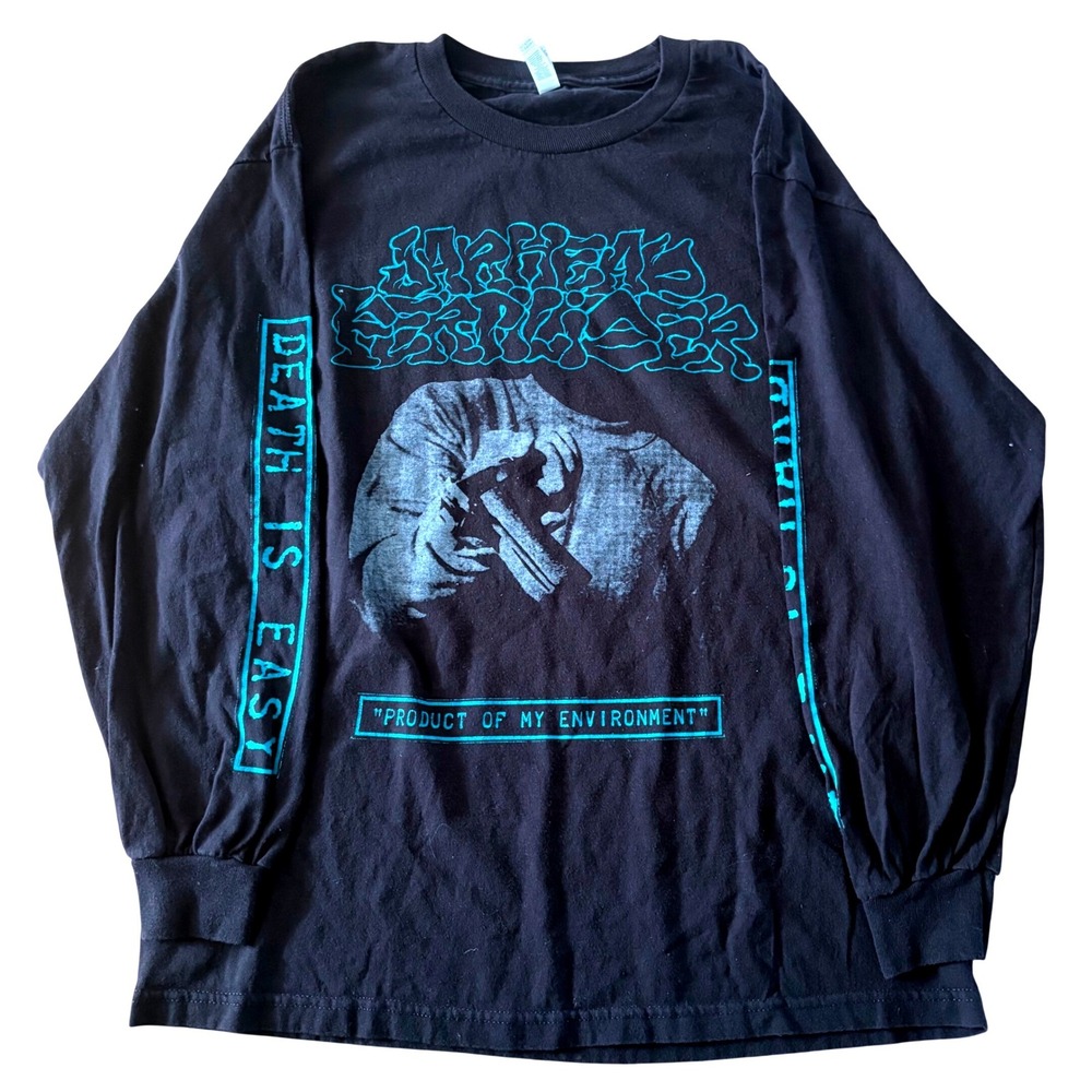 Jarhead Fertilizer Band Shirt Long Sleeve Black Teal Death Is Easy Mens Large